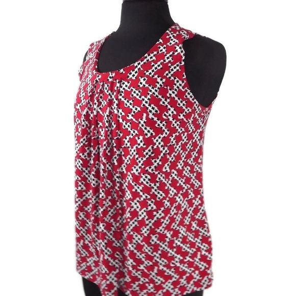 ANNE KLEIN Red Black White Houndstooh Career Top S - Picture 4 of 8